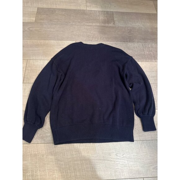 Floral Embroidered Womens Knit Sweater By Loft Large Cotton Blend Black - Picture 7 of 8